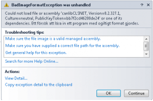 BadImageFormatException